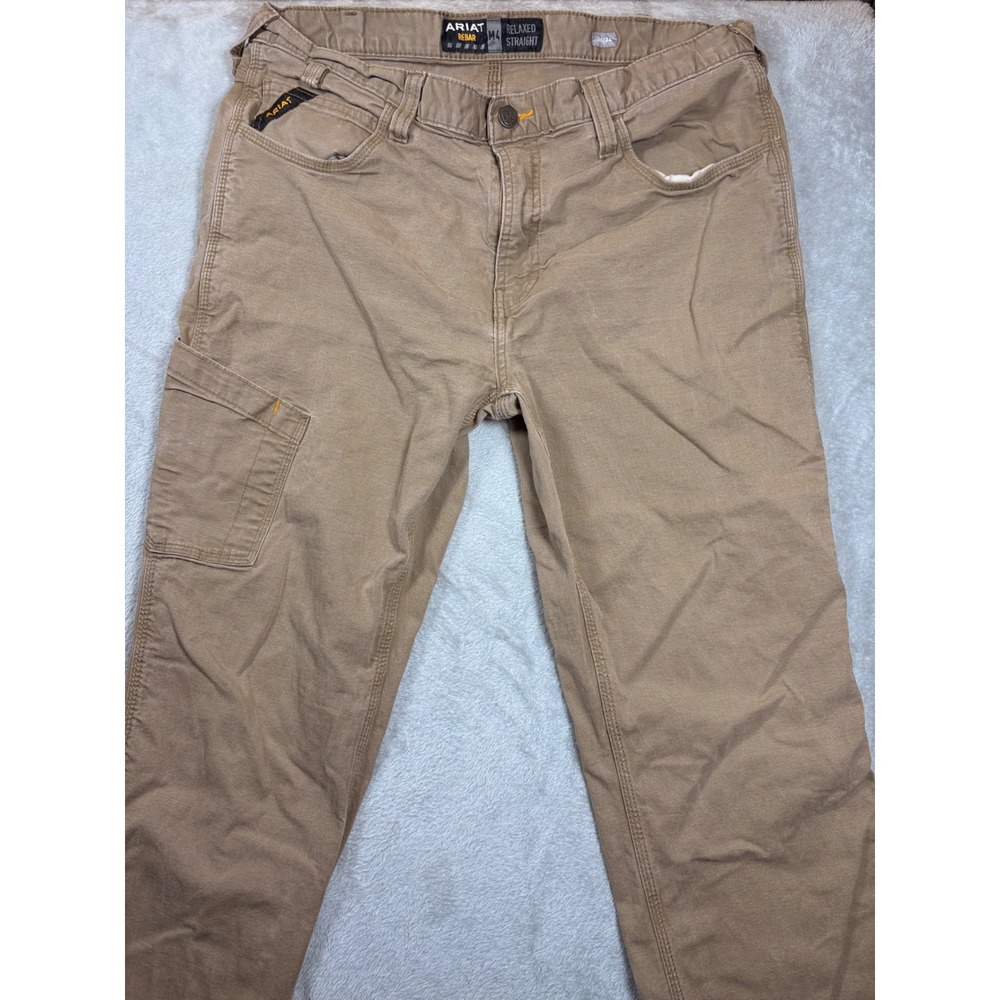 Ariat Rebar M4 Men's Khaki Work Pants Relaxed Straight Cargo Utility 38x34